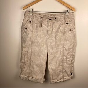 Riders Copper Beige Floral Cargo Capris Sz 13/14